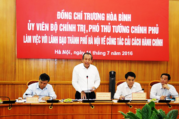 Phó Thủ tướng Trương Hòa Bình làm việc với TP. Hà Nội về công tác cải cách hành chính