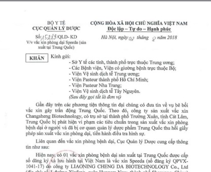Vaccine Việt Nam không liên quan đến vụ bê bối chấn động Trung Quốc